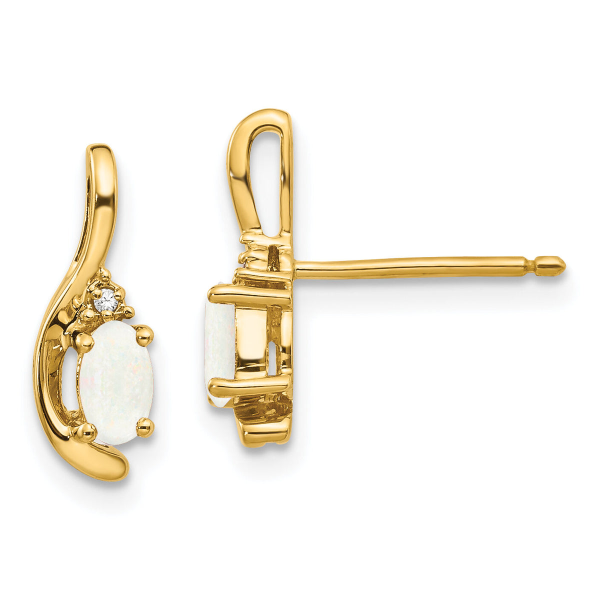 14k Opal and Diamond Post Earrings-XBS432