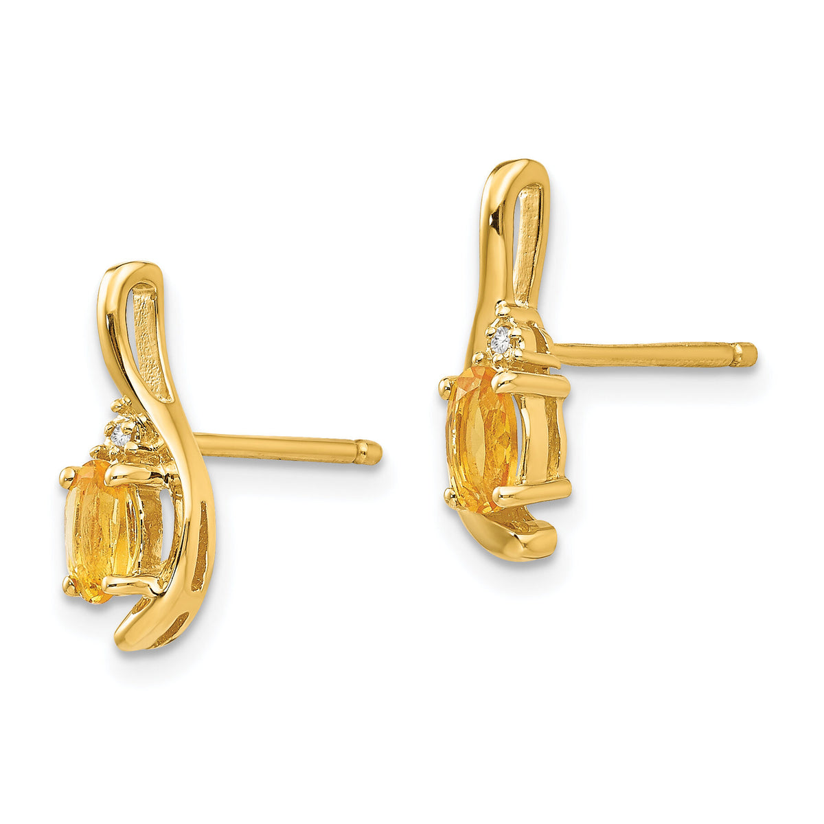 14k Citrine and Diamond Post Earrings-XBS433