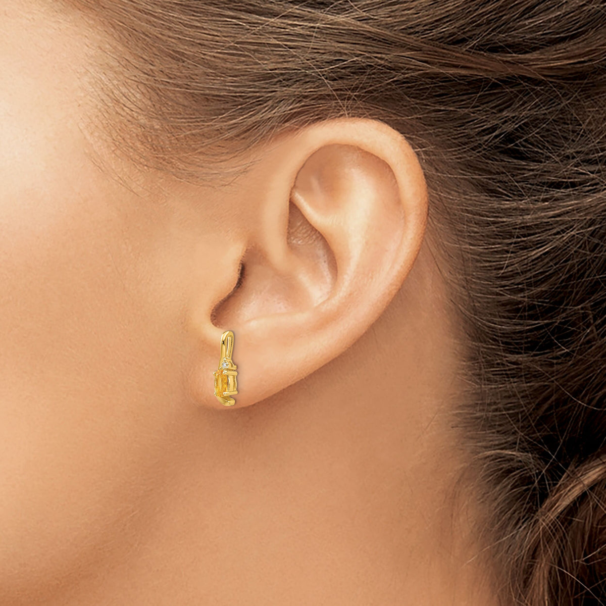 14k Citrine and Diamond Post Earrings-XBS433