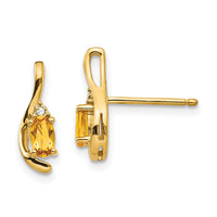 14k Citrine and Diamond Post Earrings-XBS433
