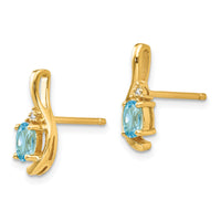 14k Blue Topaz and Diamond Post Earrings-XBS434