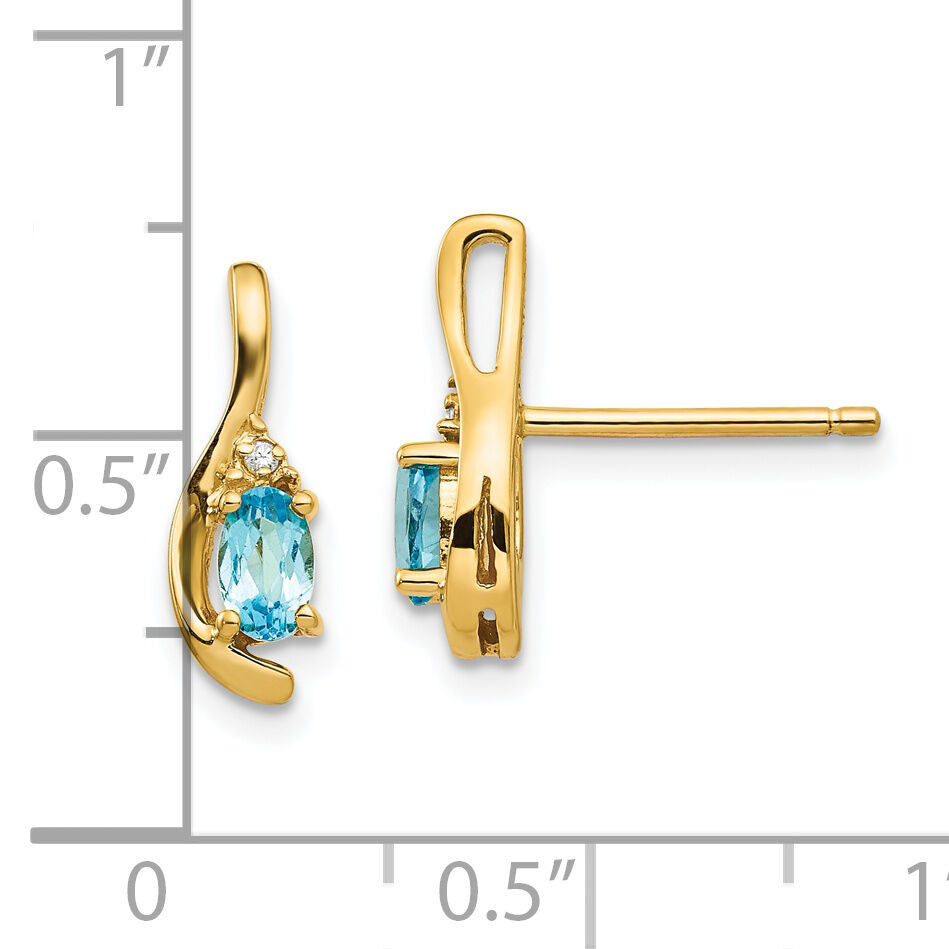14k Blue Topaz and Diamond Post Earrings-XBS434