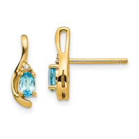 14k Blue Topaz and Diamond Post Earrings-XBS434