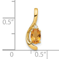 14k Citrine and Diamond Pendant-XBS438