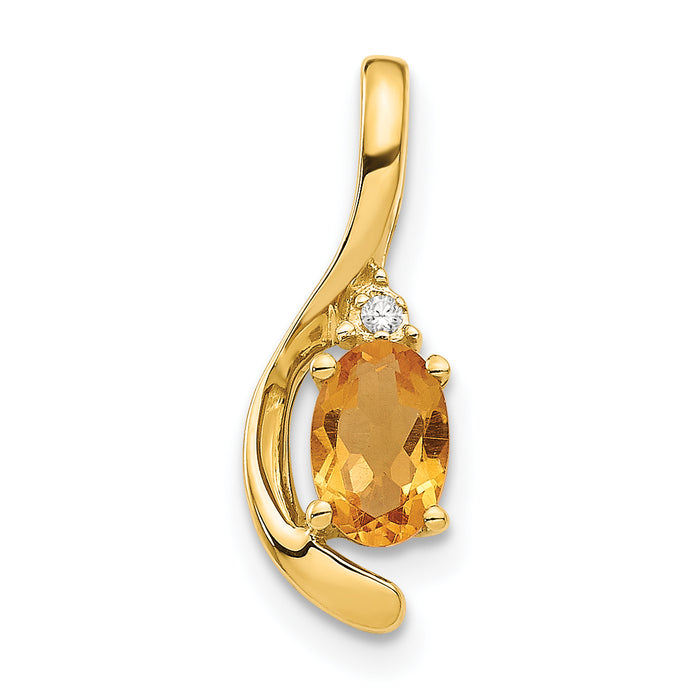 14k Citrine and Diamond Pendant-XBS438