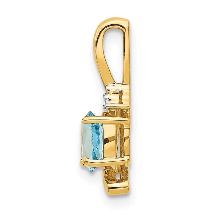 14k Blue Topaz and Diamond Pendant-XBS439