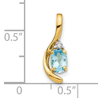 14k Blue Topaz and Diamond Pendant-XBS439