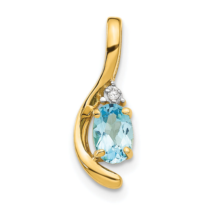 14k Blue Topaz and Diamond Pendant-XBS439