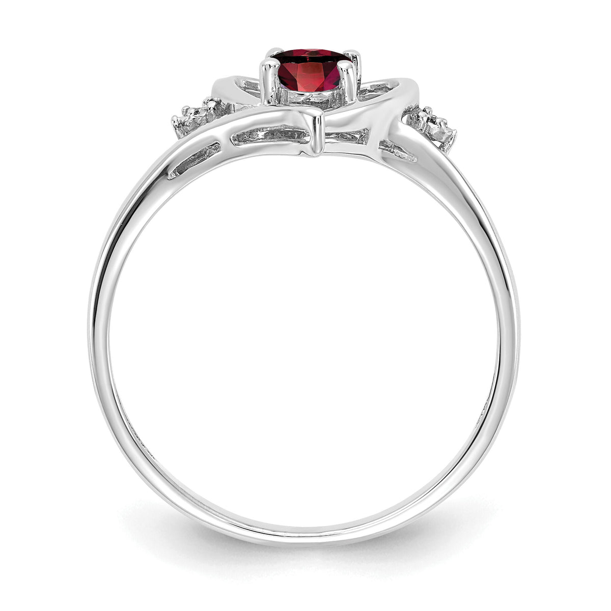 14k White Gold Garnet and Diamond Heart Ring-XBS440