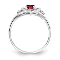 14k White Gold Garnet and Diamond Heart Ring-XBS440