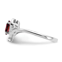 14k White Gold Garnet and Diamond Heart Ring-XBS440