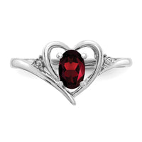 14k White Gold Garnet and Diamond Heart Ring-XBS440