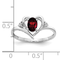 14k White Gold Garnet and Diamond Heart Ring-XBS440