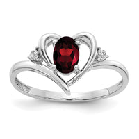 14k White Gold Garnet and Diamond Heart Ring-XBS440