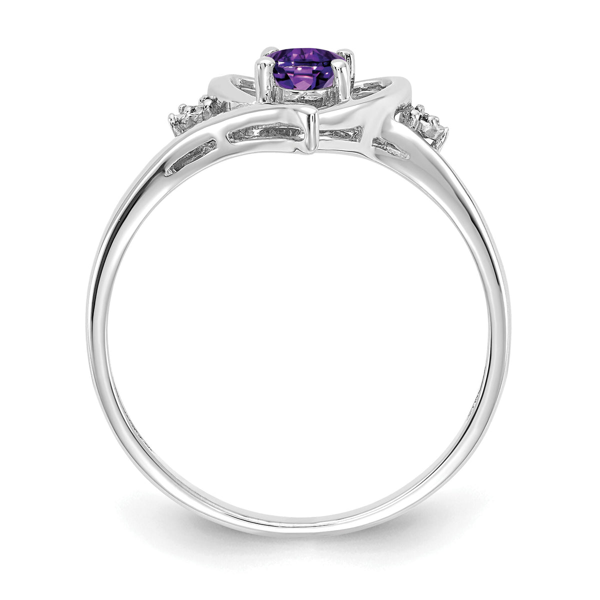 14k White Gold Amethyst and Diamond Heart Ring-XBS441