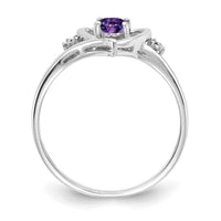 14k White Gold Amethyst and Diamond Heart Ring-XBS441