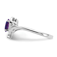 14k White Gold Amethyst and Diamond Heart Ring-XBS441