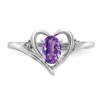 14k White Gold Amethyst and Diamond Heart Ring-XBS441