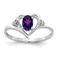 14k White Gold Amethyst and Diamond Heart Ring-XBS441
