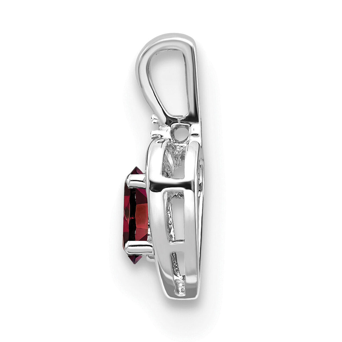 14k White Gold Garnet and Diamond Heart Pendant-XBS444