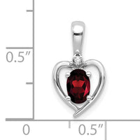 14k White Gold Garnet and Diamond Heart Pendant-XBS444