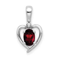 14k White Gold Garnet and Diamond Heart Pendant-XBS444
