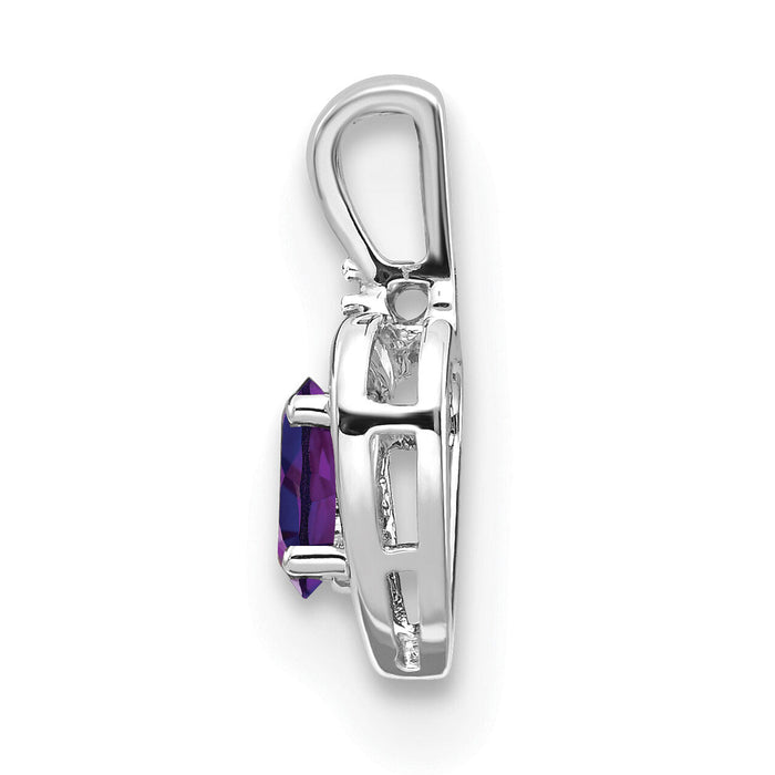 14k White Gold Amethyst and Diamond Heart Pendant-XBS445