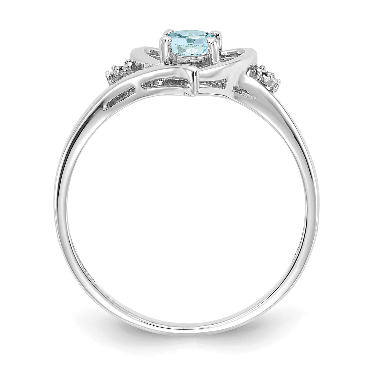 14k White Gold Aquamarine and Diamond Heart Ring-XBS446