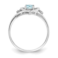 14k White Gold Aquamarine and Diamond Heart Ring-XBS446