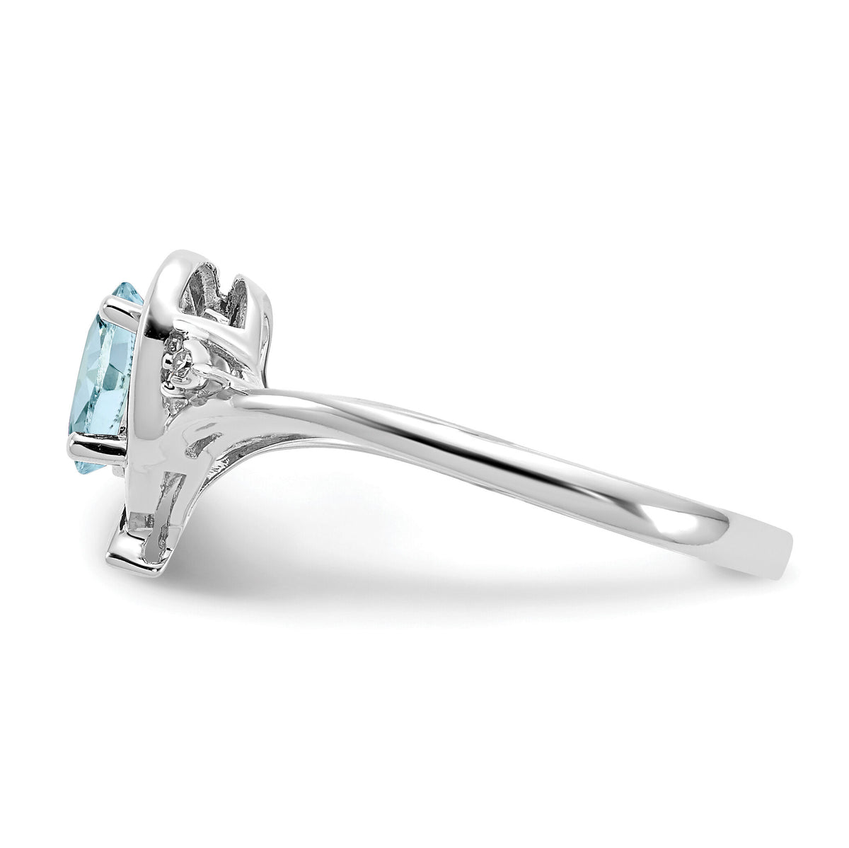 14k White Gold Aquamarine and Diamond Heart Ring-XBS446