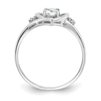 14k White Gold White Topaz and Diamond Heart Ring-XBS447