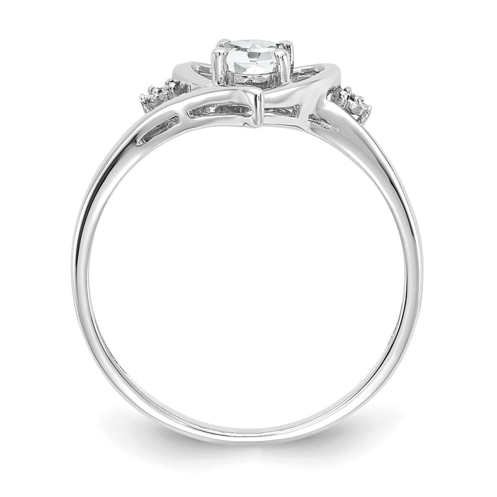 14k White Gold White Topaz and Diamond Heart Ring-XBS447