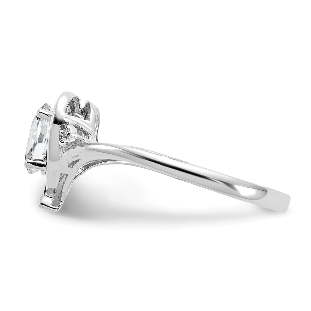 14k White Gold White Topaz and Diamond Heart Ring-XBS447
