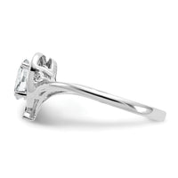 14k White Gold White Topaz and Diamond Heart Ring-XBS447