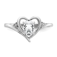 14k White Gold White Topaz and Diamond Heart Ring-XBS447
