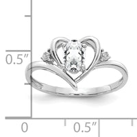 14k White Gold White Topaz and Diamond Heart Ring-XBS447