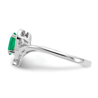 14k White Gold Emerald and Diamond Heart Ring-XBS448