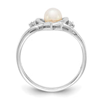 14k White Gold FW Cultured Pearl and Diamond Heart Ring-XBS449