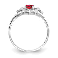 14k White Gold Ruby and Diamond Heart Ring-XBS450