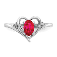 14k White Gold Ruby and Diamond Heart Ring-XBS450
