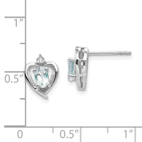 14k White Gold Aquamarine and Diamond Heart Post Earrings-XBS451