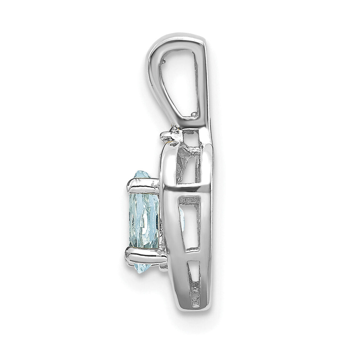 14k White Gold Aquamarine and Diamond Heart Pendant-XBS456