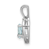 14k White Gold Aquamarine and Diamond Heart Pendant-XBS456