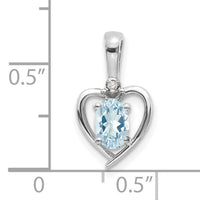 14k White Gold Aquamarine and Diamond Heart Pendant-XBS456