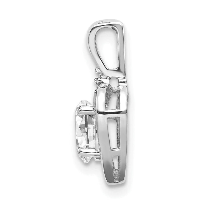 14k White Gold White Topaz and Diamond Heart Pendant-XBS457