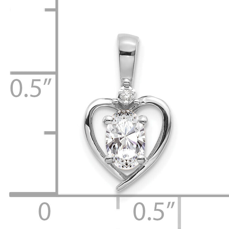 14k White Gold White Topaz and Diamond Heart Pendant-XBS457