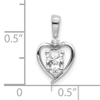 14k White Gold White Topaz and Diamond Heart Pendant-XBS457