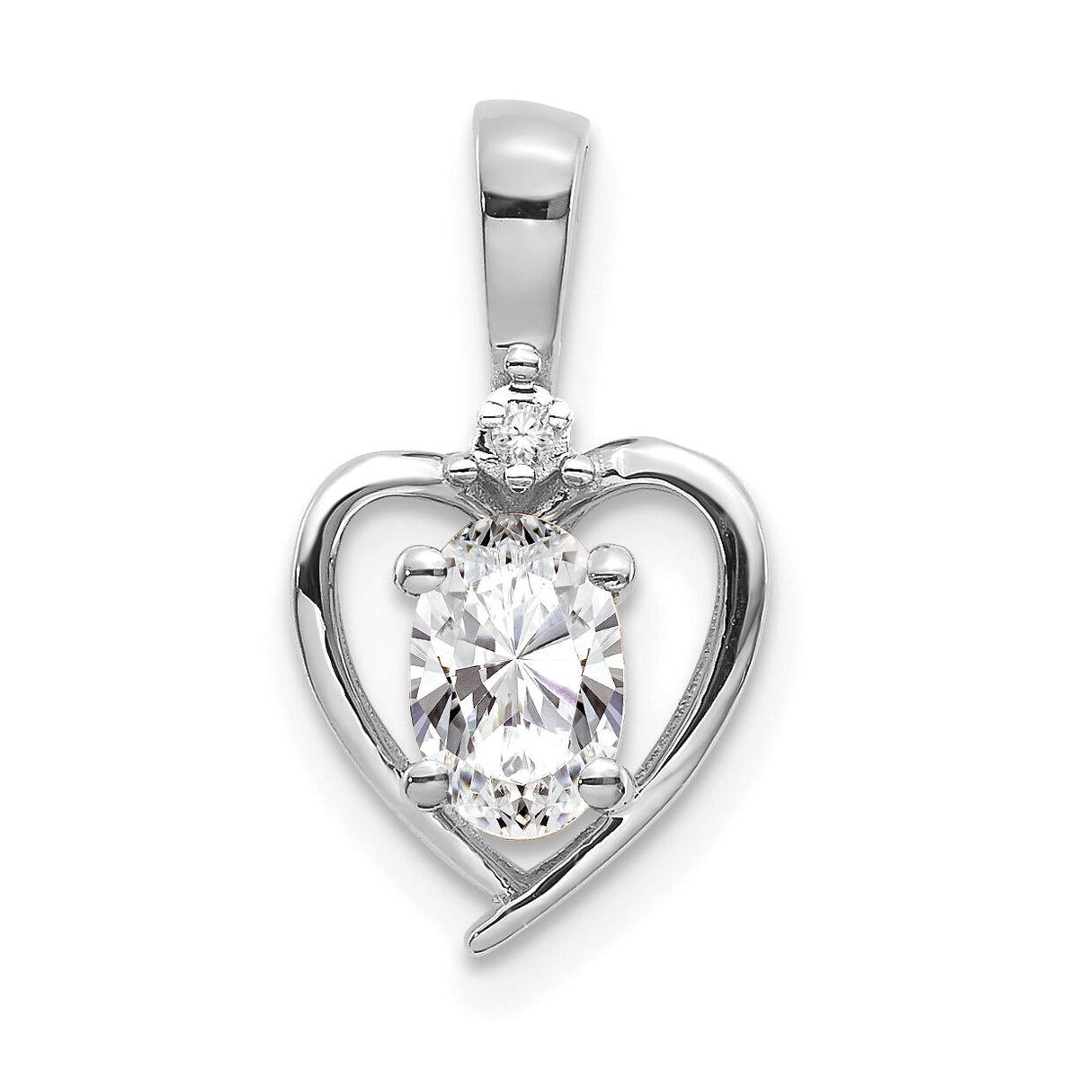 14k White Gold White Topaz and Diamond Heart Pendant-XBS457