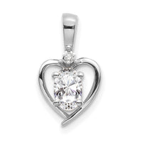 14k White Gold White Topaz and Diamond Heart Pendant-XBS457