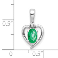 14k White Gold Emerald and Diamond Heart Pendant-XBS458
